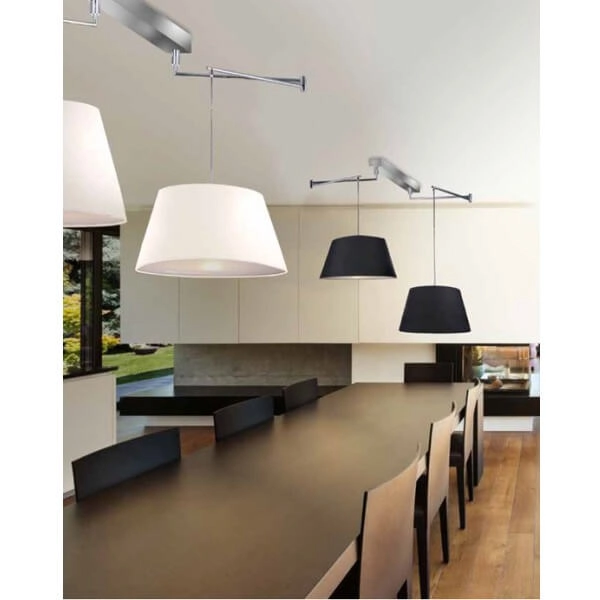 Abażurowa lampa wisząca zestaw Natalia AZ1924+AZ2590 chrom czarna