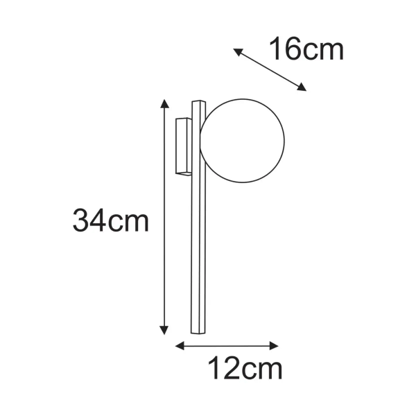 Ścienna lampa szklana Korfu K-5462 kulista metalowa biała czarna