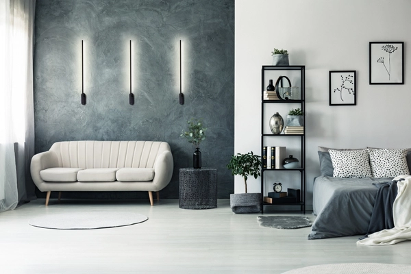 Lampa ścienna Line 624301203 Elkim LED 10W 4000K do salonu metalowa czarna