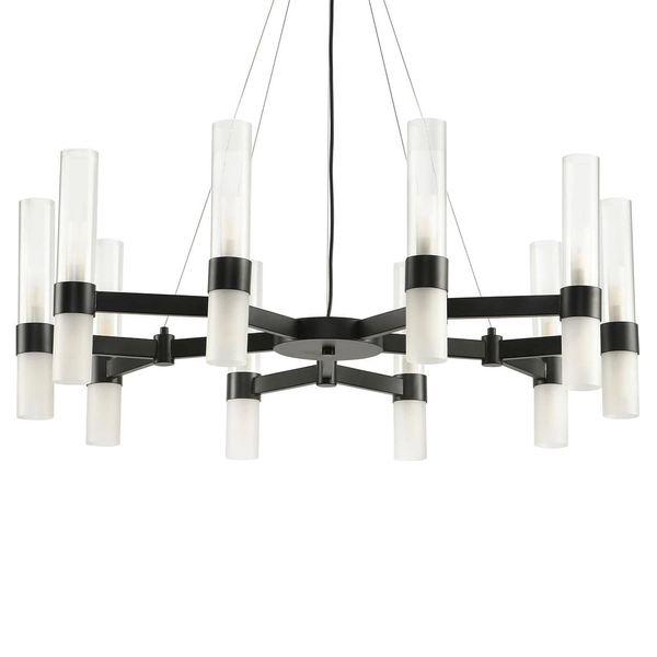 Nowoczesny żyrandol do salonu Candela DN1505-10 black Step szklane czarne
