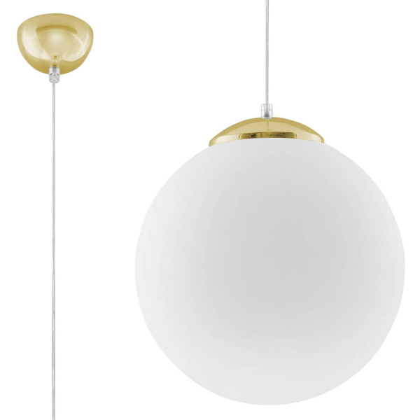 LAMPA wisząca SL.0716 loftowa OPRAWA szklany ZWIS kula ball biała złota