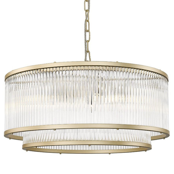 Glamour lampa wisząca Sergio okrągły zwis crystal do salonu złoty