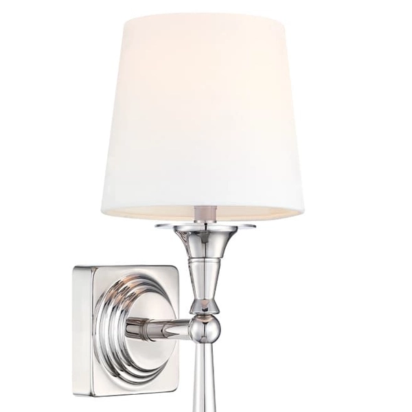 Klasyczna lampa ścienna Austin W01258NI-WH Cosmolight metal tkanina nikiel biała