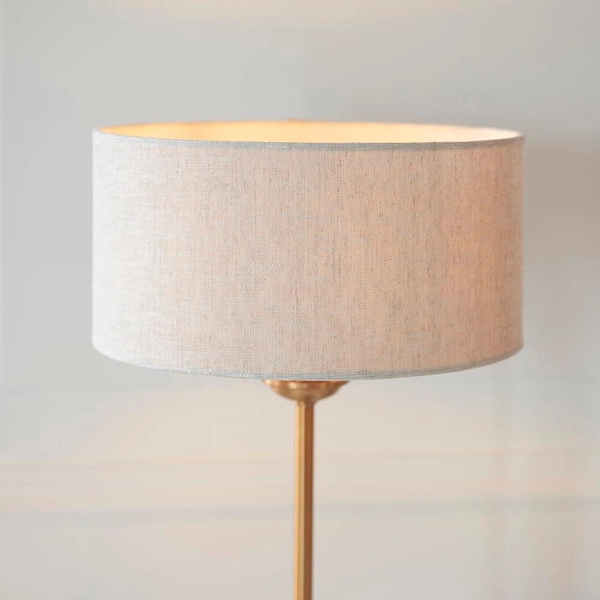 Nocna lampka z abażurem Highclere 110728 na komodę mosiądz beżowa