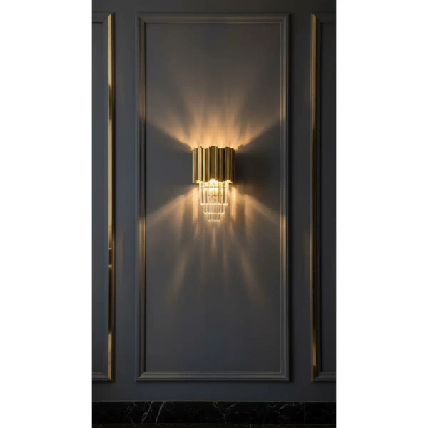 Kryształowy kinkiet ścienny CGPIPEORGANWALLBRASSM45 glamour mosiądz