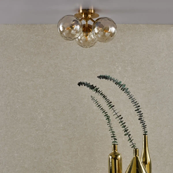 Plafon kulisty do salonu Ulrika ULR5306 szklany bursztynowy mosiądz