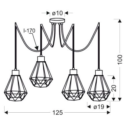 Wisząca lampa loftowa Primo 34-00309 Candellux druciaki czarne złote