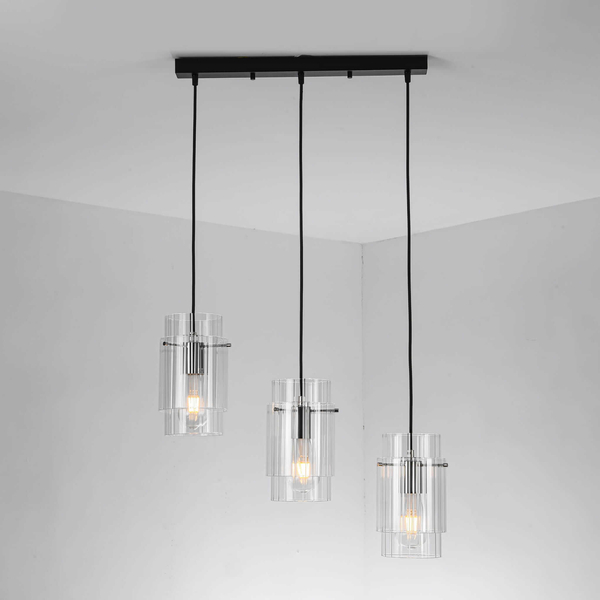 Wisząca lampa kuchenna Savona LP-707/3L nad wyspę czarna OUTLET