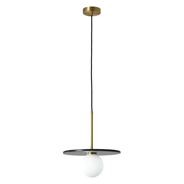 Marmurowa lampa wisząca Bilo PL0136-BK Yaskr kula biała czarna mosiądz