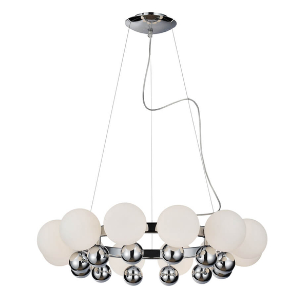Wisząca lampa jadalniana Esperanza szklane kule białe chrom