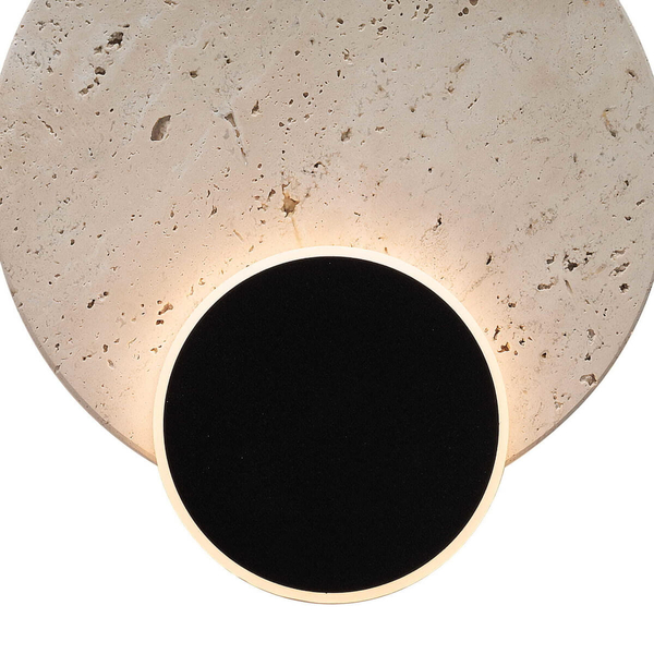 Okrągły kinkiet ścienny TRAVERTINO W0394 LED 10W 3000K biały czarny
