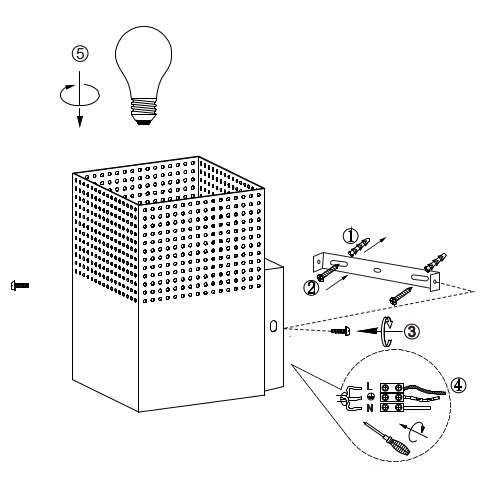 Loftowa LAMPA ścienna RENATE  21223/01/02 Lucide metalowa OPRAWA industrialny kinkiet siatka czarna złota