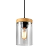 Szklana lampa wisząca Wels 31-21984 przydymiony drewniany czarny