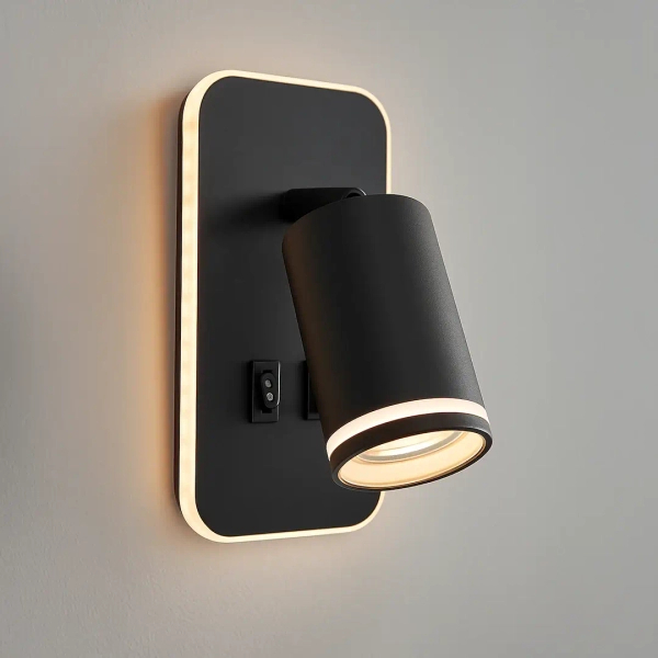 Nocny kinkiet ścienny Pipe Ring ML2081 do czytania tubka czarny