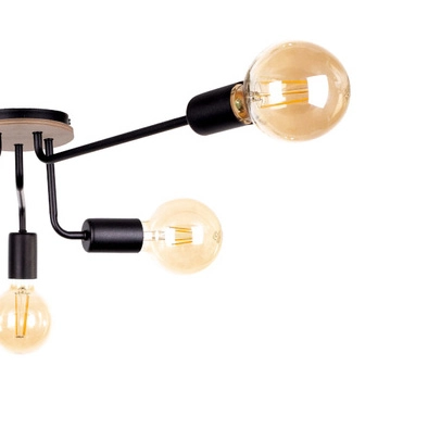 Modernistyczna LAMPA sufitowa KET1160 metalowa OPRAWA loftowa czarne drewno