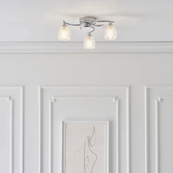 Salonowa lampa sufitowa Boyer BOYER-3CH szklana chrom przezroczysty
