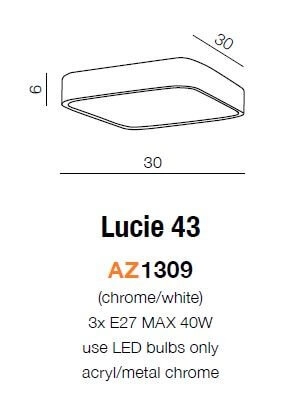 Biała lampa sufitowa Lucie square do przedpokoju metalowa
