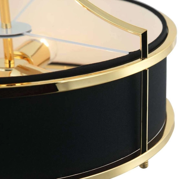 LAMPA okrągła Stanza Gold Nero S Orlicki Design wisząca OPRAWA abażurowa w stylu klasycznym czarna złota