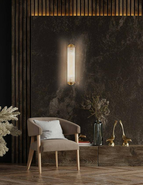 Ścienna lampa Column MSE010100361 szklana glamour złota