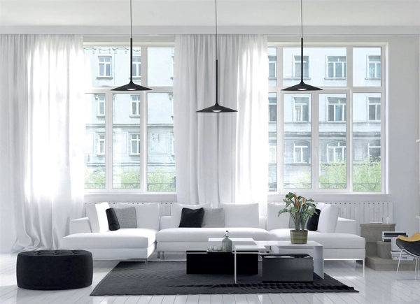 Minimalistyczna LAMPA wisząca HANA P0456 Maxlight metalowy zwis LED 6W 3000K talerz czarny