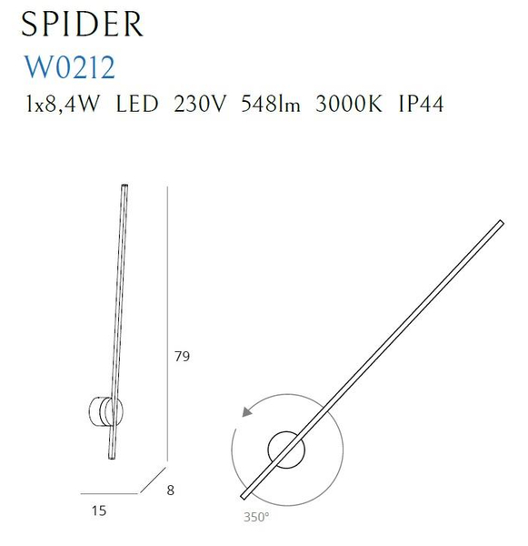 Kinkiet LAMPA ścienna SPIDER W0212 Maxlight metalowa OPRAWA kinkiet LED 8,4W 3000K listwa biała