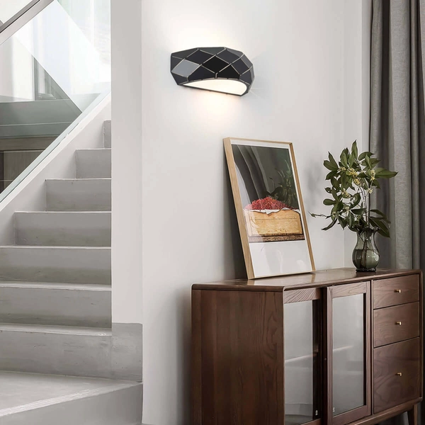 Kinkiet LAMPA ścienna REUS LP-8069/1W BK Light Prestige półokrągła OPRAWA geometryczna przyścienna czarna