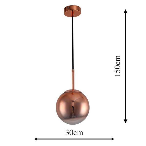 Wisząca LAMPA loftowa PALLA LP-2844/1P MI Light Prestige szklana OPRAWA kula ZWIS ball miedziana przezroczysta