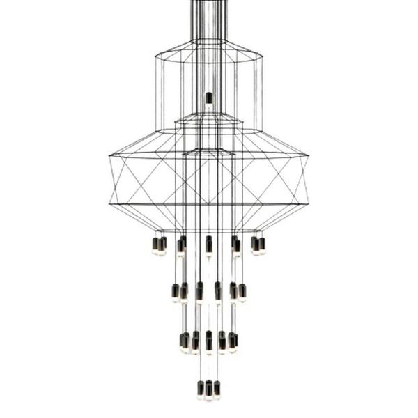 Metalowy żyrandol ażurowy Linea SXT100-43P Step geometryczny czarny