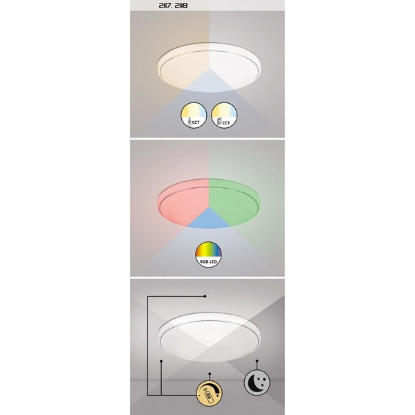 Nowoczesna LAMPA sufitowa BRUCE 2117 Rabalux okrągły plafon LED RGB 40W 3000K - 6000K nad łóżko chrom