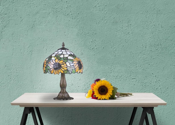 Lampka stołowa Teco K-G081556 słoneczniki multikolor