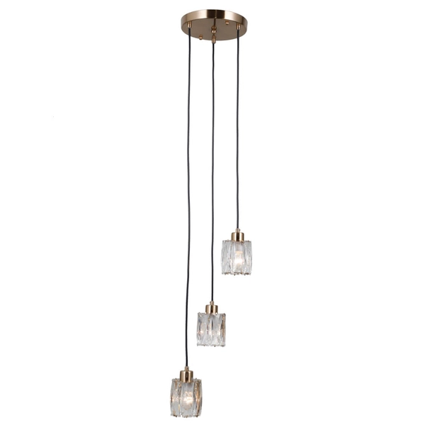 Potrójna lampa wisząca tuba Torno PND-40813-3R-HBR złoty przezroczysty
