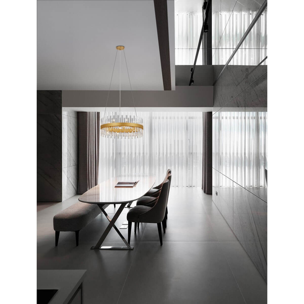 Wisząca lampa do salonu CHOLULA LE44721 kryształowa złota przezroczysta