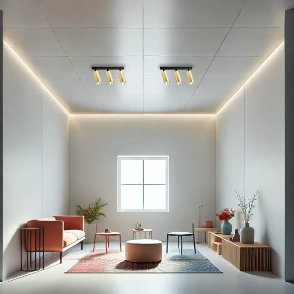 Podłużna lampa sufitowa MICA SPOT ML1149 na korytarz z regulacją złoty