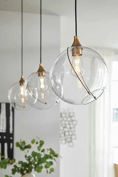 Wisząca lampa kula QN-SKYE-1P ball kulista szklana mosiądz