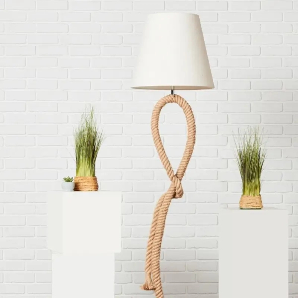 Podłogowa lampa lina Sailor 94979/09 z abażurem biała brązowa