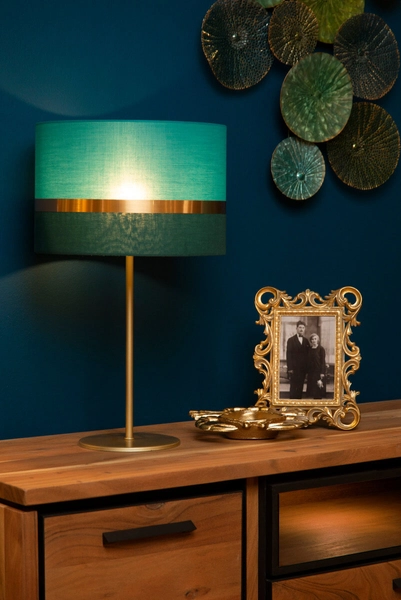 Lampka nocna z abażurem Tusse 10509/81/33 Lucide zielona złota