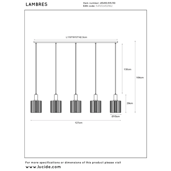 Nowoczesna lampa wisząca Lambres 45410/05/30 na listwie czarna