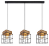 Lampa wisząca Merril 15530-3H metalowe klatki czarne drewno