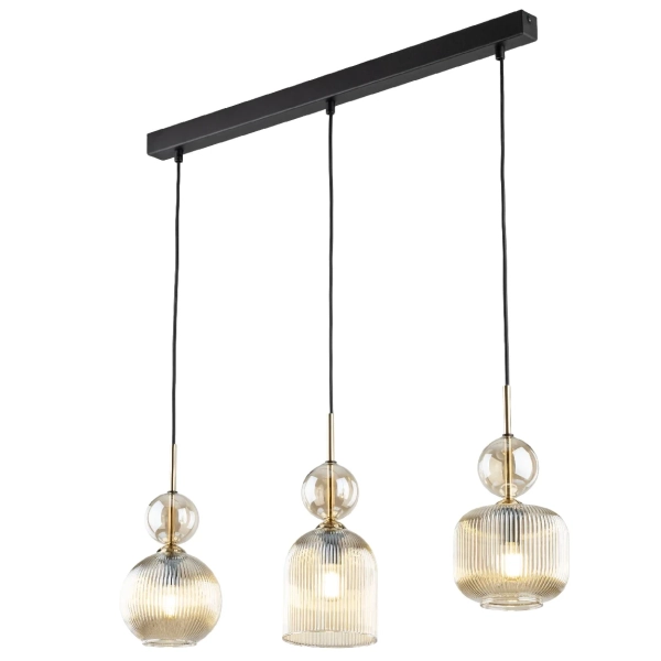 Szklana wisząca lampa Sophia Cognac 11042 ryflowana bursztynowa beżowy