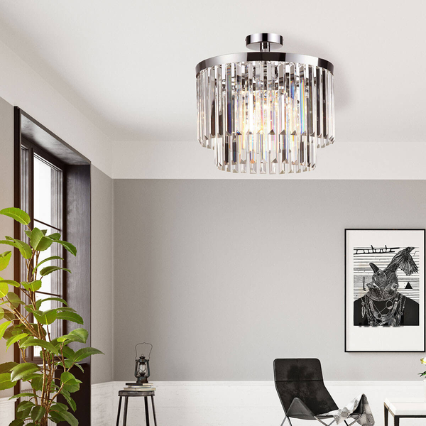 Plafon LAMPA sufitowa VETRO LP-2910/4C Light Prestige okrągła OPRAWA glamour z kryształkami crystals przezroczysty chrom