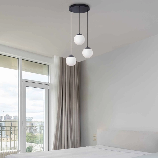 Czarna lampa wisząca CAMINA K-4746 szklane kule balls kaskada