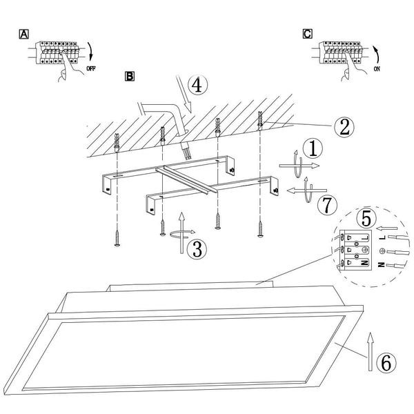 LAMPA sufitowa DORO 416080D2 Globo metalowa OPRAWA kwadratowa LED 24W 3000K plafon biały grafitowy