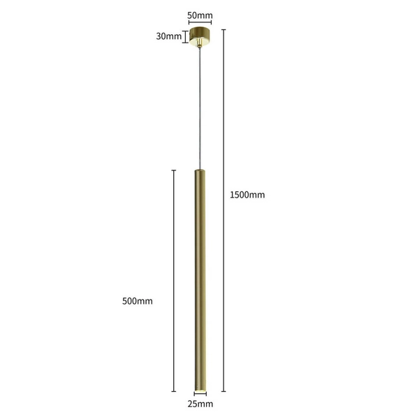 Wisząca lampa salonowa Lunga LP-894/1P GD nowoczesna tuba metalowy sopel złoty