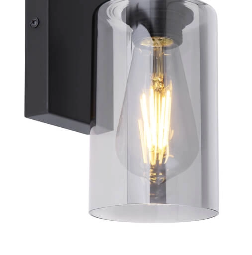 Ścienna lampa Hadera 15465W szklana czarna przydymiona