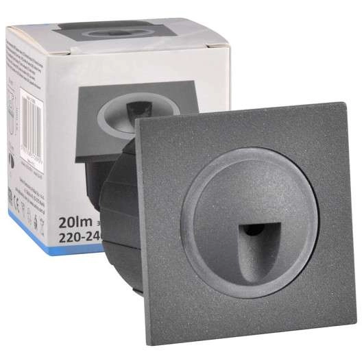 Schodowa LAMPA wpuszczana Q3 LED 313690 Polux kwadratowa OPRAWA podtynkowa LED 3W 4000K metalowa IP44 grafitowa