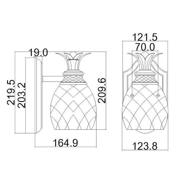 Łazienkowa LAMPA ścienna Plantation HK-PLANT-BATH-PZ Elstead Hinkley szklana OPRAWA kinkiet ananas IP44 brąz
