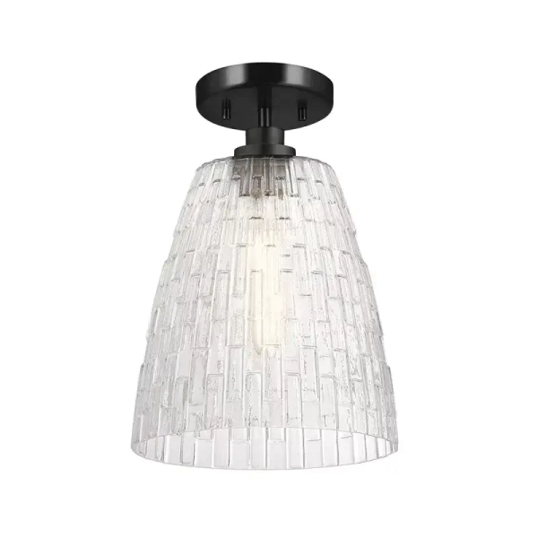 Szklana wisząca lampa Windsor 1xE27 czarna do salonu przezroczysta fasetowana ELS-WINDSOR-P-BLK