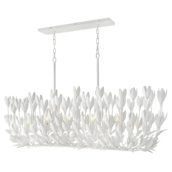 Żyrandol do salonu Flora QN-FLORA10-WHT kwiaty na łańcuchu biały