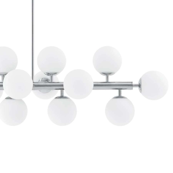Wisząca LAMPA modernistyczna CUMULUS 10751143 Kaspa metalowa OPRAWA szklane kule balls ZWIS molekuły chrom białe