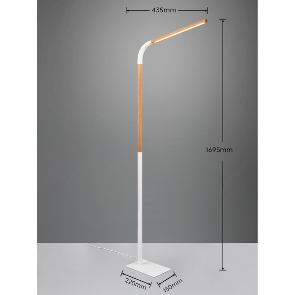 Drewniana lampa stojąca Norris 445210131 LED 14W 3000K z wtyczką biała